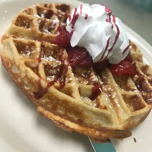 Waffle with strawberries