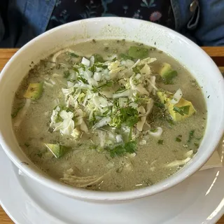 Chicken Pozole en Pipian Mole Verde