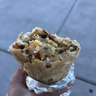 Sausage breakfast burrito