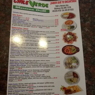 Menu they have on the side