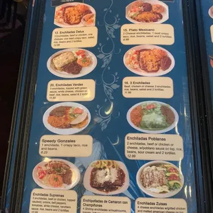 Enchiladas Menu