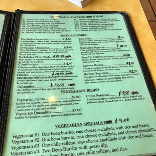 the menu