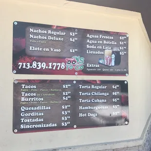 menu