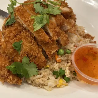 Fried Chicken Over Fried Rice