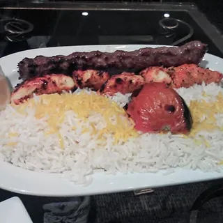 Chicken and Beef Koobideh Kabob Combo