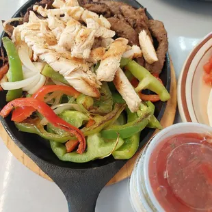 Combo fajitas - tender steak, chicken cooked well, good amount of veggies 11-12-23