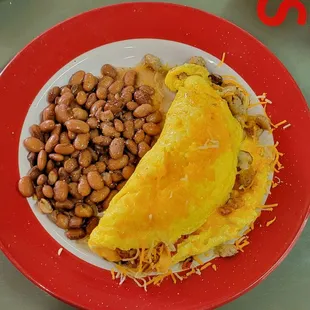 an omelet and beans