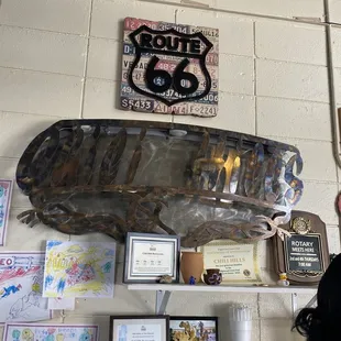 Inside Cashier Area Route 66 sign