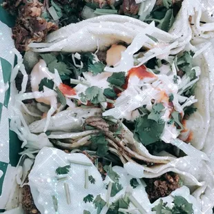 Falafel Taco, El Al Pastor Pork Taco, Chili Lime Steak Taco