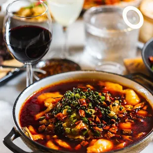 Red style Chungking braised fish stew pairing with red wine