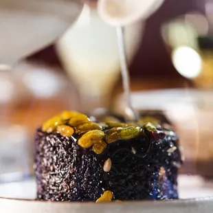 Flaming rice pudding