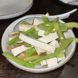 Savory Tofu with Celery Shoots