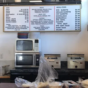 the menu of a restaurant