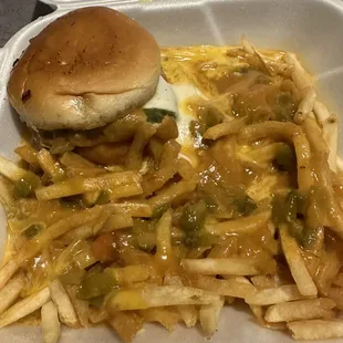 Southwestern Burger w/ Chili Fries