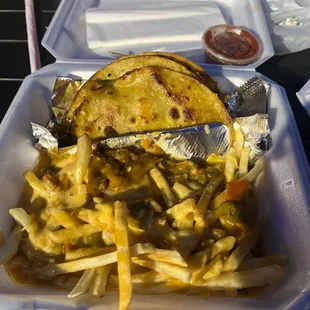 Grilled Tacos with Smothered Fries