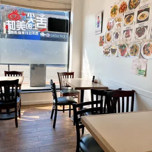 tables and chairs in a restaurant