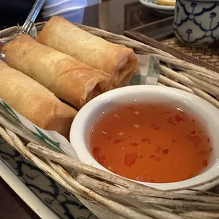 Fried spring rolls with plum sauce