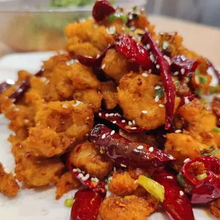 Lazi Chicken, the best I have had. Spicy with a hint of numbing oil.