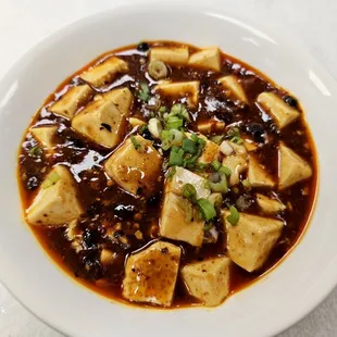 tofu in a white bowl