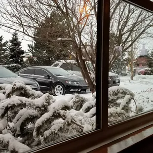 Looking out into the parking lot