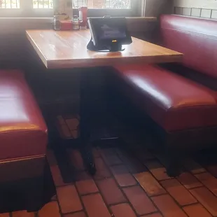 a table with a laptop on it