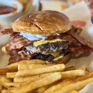 Bacon Rancher Burger and seasoned fries