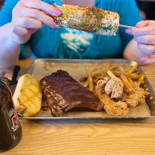 Combo ribs and chicken strips platter