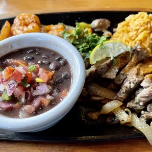 Steak and shrimp fajitas
