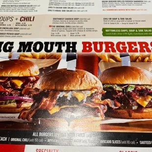 a menu for a burger restaurant