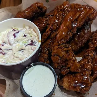 Tenders and cole slaw