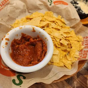 Overly salty chips and salsa