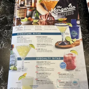 Margarita menu