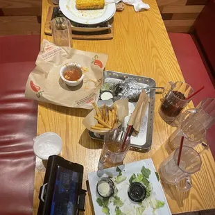 table next to us wasn't cleaned for the whole 3 hours we were there