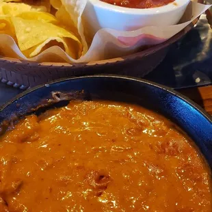 Enjoying Chips, Salsa and Queso at the Bar!! Plus Happy Hour Margaritas.. Bonus