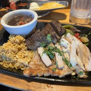 Chicken and steak fajitas