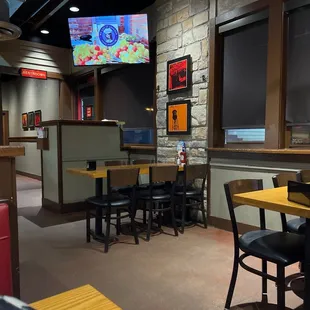 tables and chairs in a restaurant