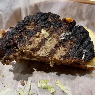 This is half an Old Timer burger way over cooked.