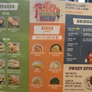 Really good kids menu