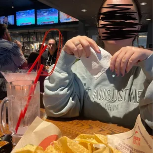 Creepy, mean lady staring at us the whole time, after yelling at her kid