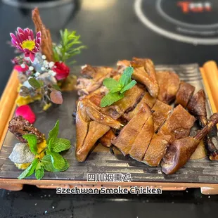 a platter of grilled chicken