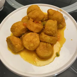 Deep Fried Japanese Tofu with Salted Egg Yolk