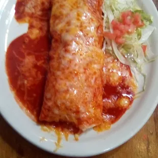 Chilitos&apos; on Foothills smothered red chile con carne burrito. Exceptional. A Las Cruces classic.