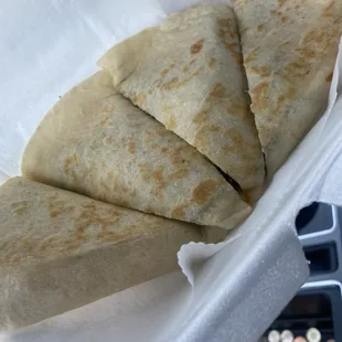 quesadillas in a container