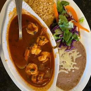 Camarones a la diabla. Very little and small shrimp.