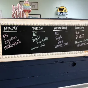 Week day specials!