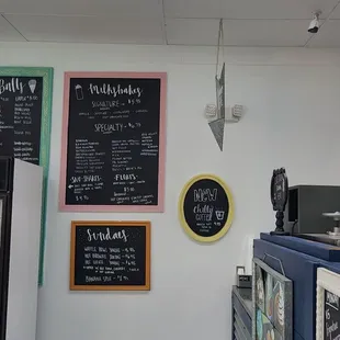 menus on the wall