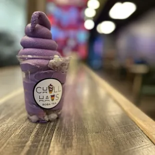 Ube Soft Serve with Mini Mochi