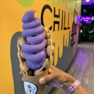Egg puff with Ube Soft Serve