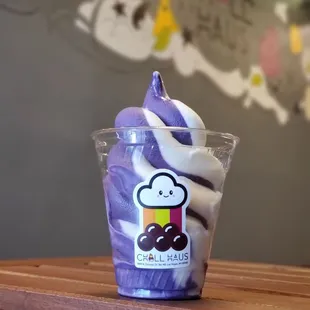 Ube and vanilla soft serve