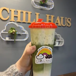 Matcha Milk Tea with Cheese Foam